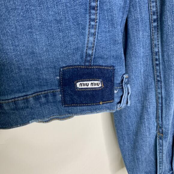 Miu Miu Jean Jacket  Cropped The Suan Sz Medium - Picture 4 of 7